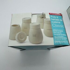 Typhoon Classic Stoneware Kitchen Herb Jars with Airtight Lids - Set of 5